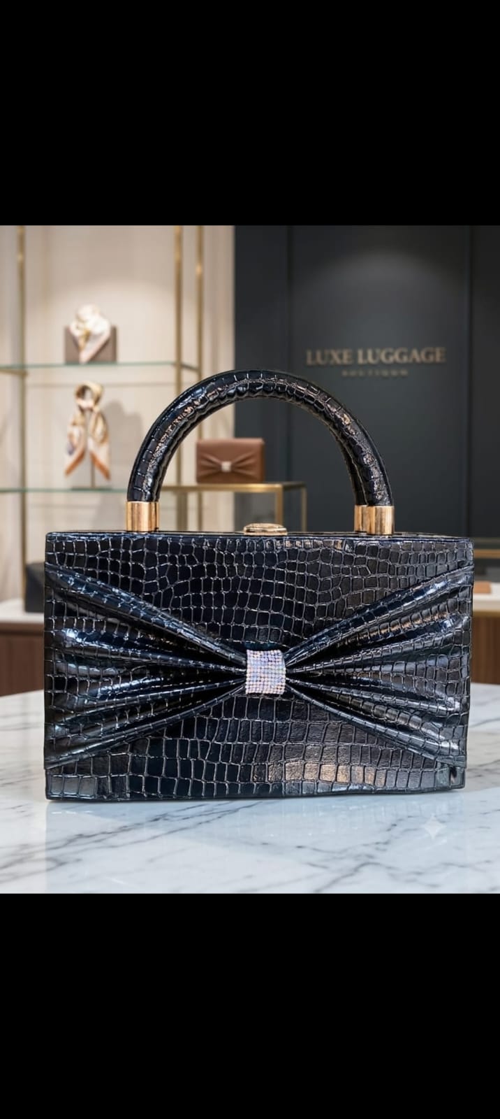Jewel Bow Croc-Embossed Evening Clutch —   handbag by HandbagsAvenue